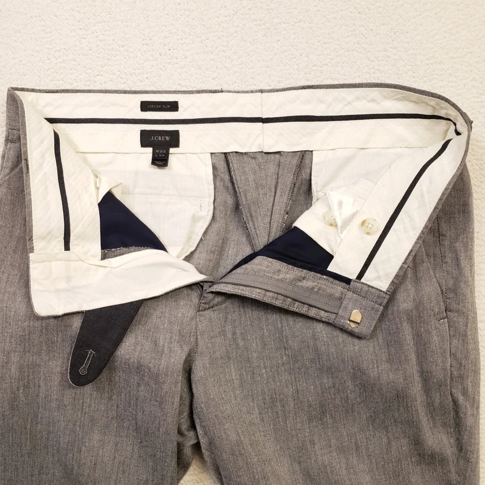 J.CREW Ludlow Slim Chino Pant Men 29x29 Gray Somelos Stretch Cotton Dress Slacks